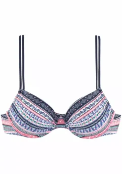 Grose Cups|s.Oliver Bugel-Bikini-Top"Barcelona" Blau-Rose-Gestreift