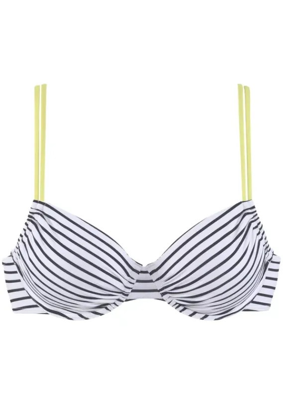 Grose Cups|Venice Beach Bugel-Bikini-Top"Camie" Schwarz-Weis-Limette