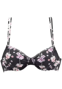 Grose Cups|Sunseeker Bugel-Bikini-Top"Ditsy" Schwarz-Bedruckt