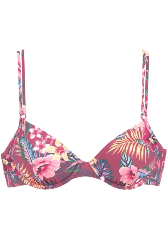 Grose Cups|s.Oliver Bugel-Bikini-Top"Marika" Rostrot-Bedruckt