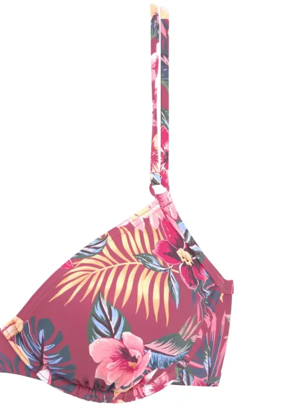 Grose Cups|s.Oliver Bugel-Bikini-Top"Marika" Rostrot-Bedruckt