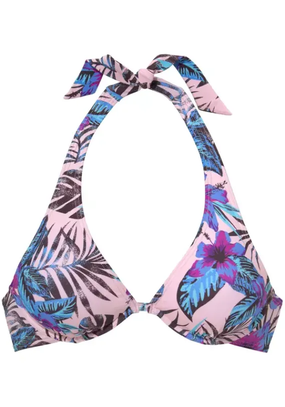 Grose Cups|Venice Beach Bugel-Bikini-Top"Marly" Rosa-Bedruckt