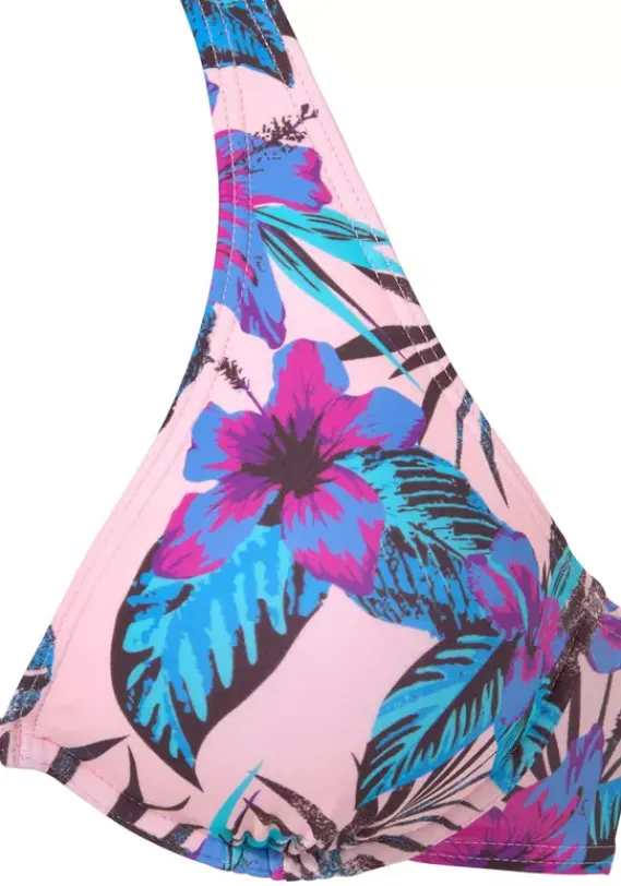 Grose Cups|Venice Beach Bugel-Bikini-Top"Marly" Rosa-Bedruckt