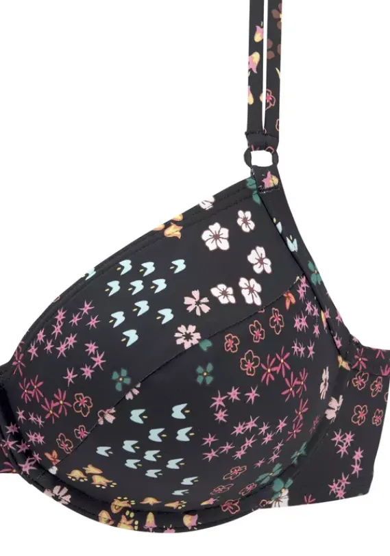 Grose Cups|s.Oliver Bugel-Bikini-Top"Milly" Schwarz-Bedruckt