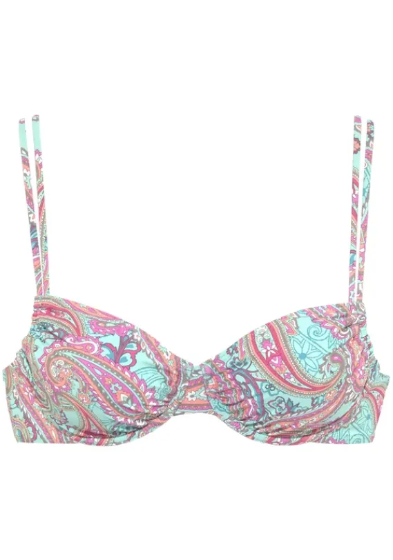 Grose Cups|Venice Beach Bugel-Bikini-Top"Paislee" Mint-Bedruckt