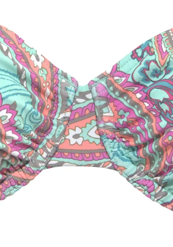 Grose Cups|Venice Beach Bugel-Bikini-Top"Paislee" Mint-Bedruckt