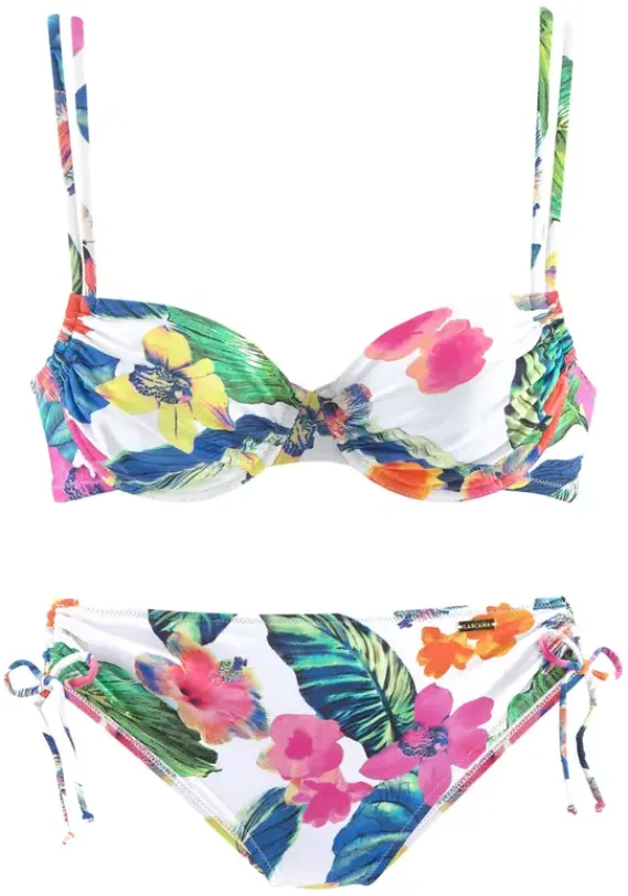 Grose Cups|LASCANA Bugel-Bikini"Tropic" Weis-Bedruckt
