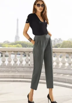 Lange Hosen|LASCANA Bugelfaltenhose Olivgrun