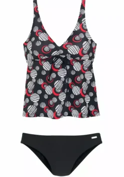 Grose Cups|LASCANA Bugel-Tankini Schwarz-Bedruckt