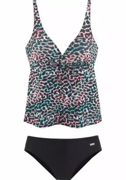 Grose Cups|Venice Beach Bugel-Tankini Schwarz-Bedruckt