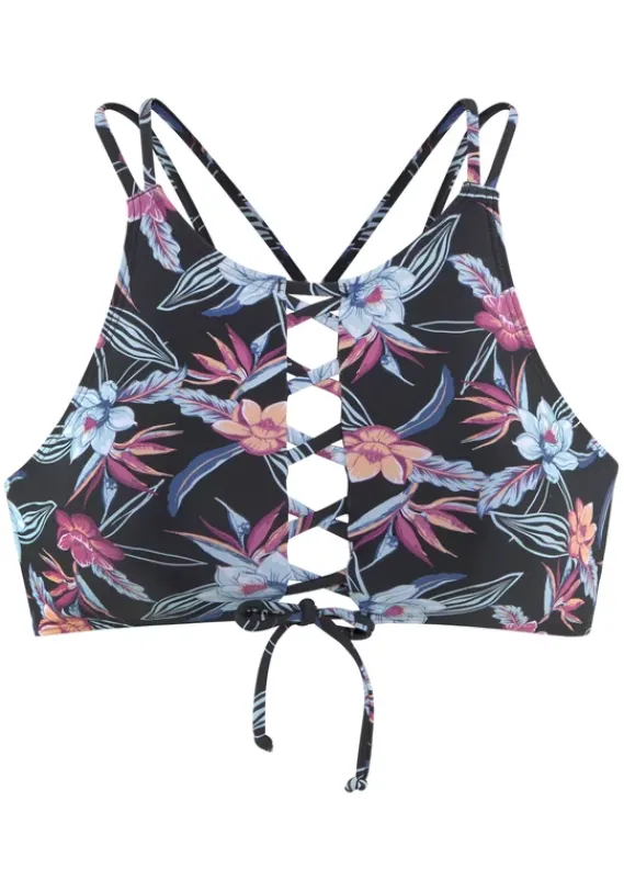 Bustier-Bikinis|KangaROOS Bustier-Bikini-Top"Agave" Schwarz-Bedruckt