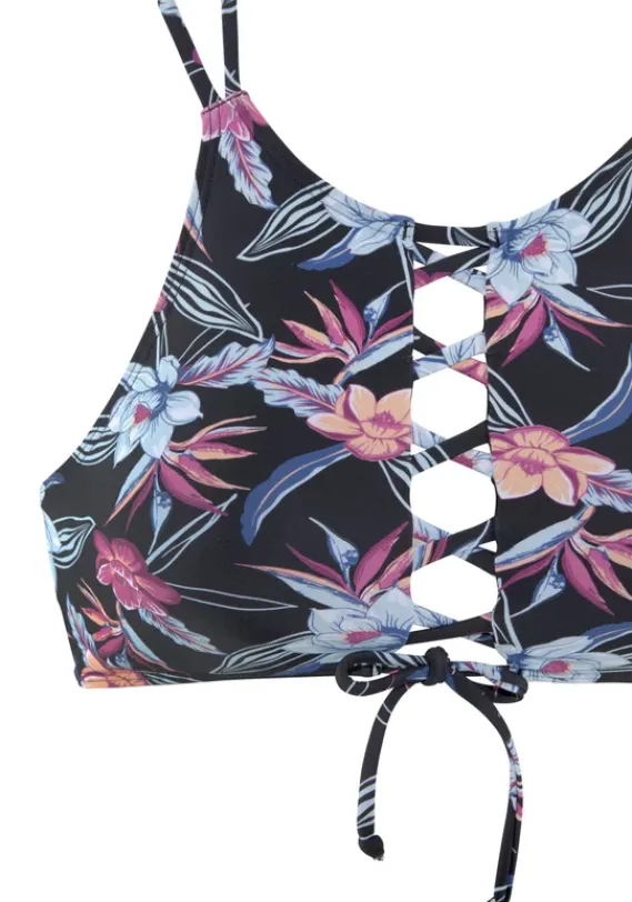 Bustier-Bikinis|KangaROOS Bustier-Bikini-Top"Agave" Schwarz-Bedruckt