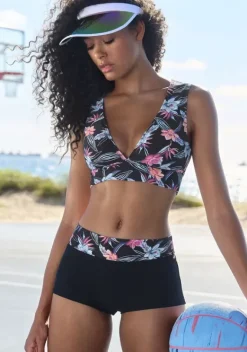 Bustier-Bikinis|KangaROOS Bustier-Bikini-Top"Agave" Schwarz-Bedruckt