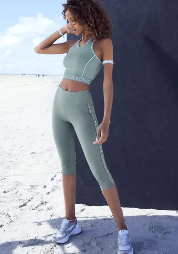Lange Hosen|LASCANA ACTIVE Caprileggings Rauchmint-Grau-Mint