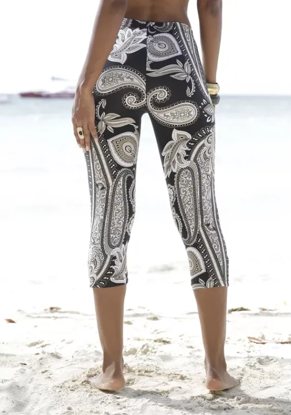 Strandmode|LASCANA Caprileggings Schwarz-Bedruckt
