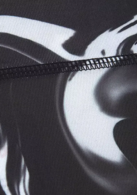 Lange Hosen|LASCANA ACTIVE Caprileggings"Black Marble" Schwarz-Gemustert-Weis