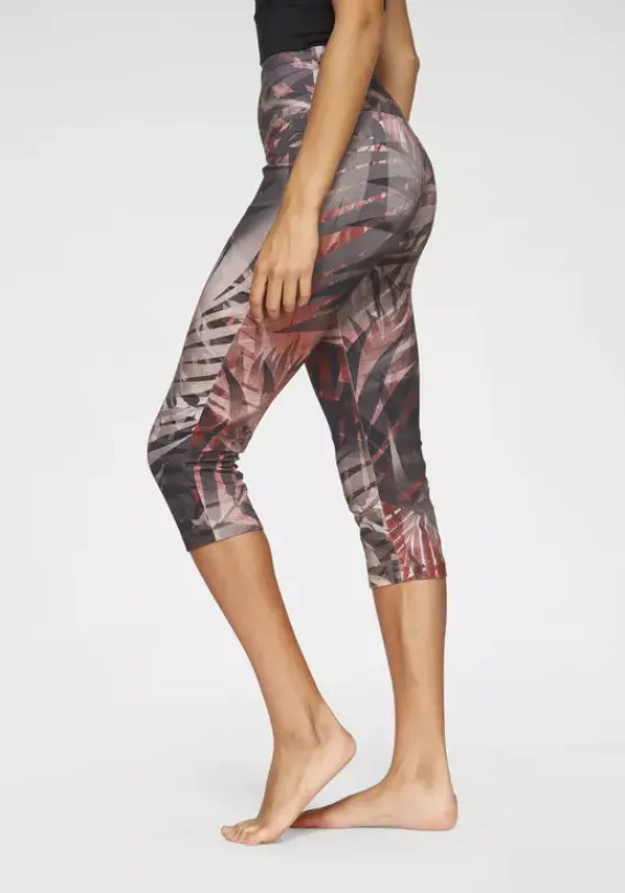 Lange Hosen|LASCANA ACTIVE Caprileggings"Tropical" Gemustert-Braun