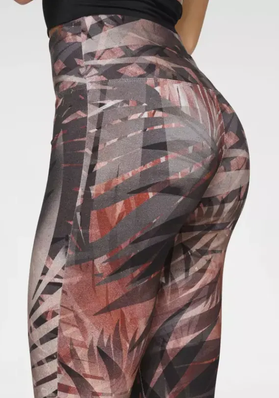 Lange Hosen|LASCANA ACTIVE Caprileggings"Tropical" Gemustert-Braun