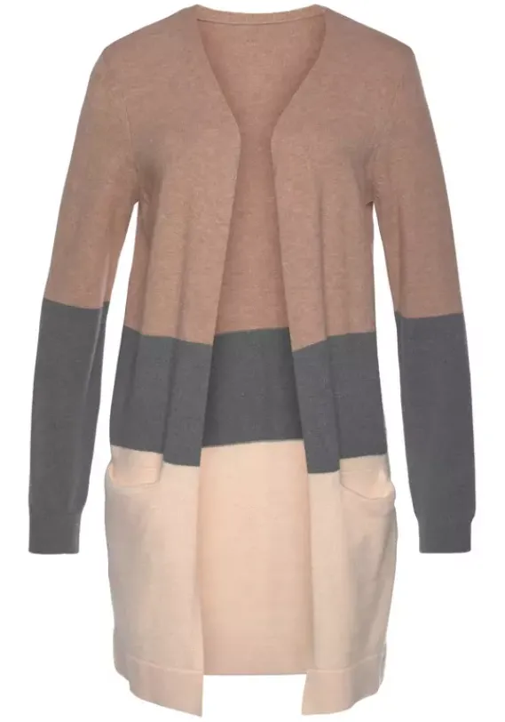 Jacken & Mantel|Vivance Cardigan Rosa-Grau-Apricot