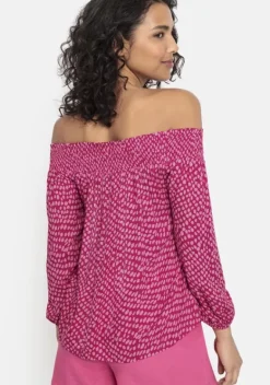 Blusen|LASCANA Carmenbluse Pink-Rosa Bedruckt