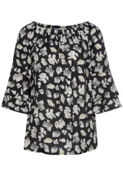 Strandmode|LASCANA Carmenbluse Schwarz-Bedruckt