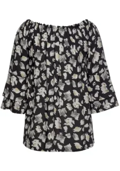 Strandmode|LASCANA Carmenbluse Schwarz-Bedruckt