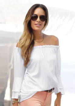 Blusen|LASCANA Carmenbluse Weis