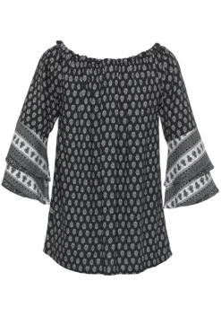 Strandmode|LASCANA Carmenbluse Schwarz-Weis