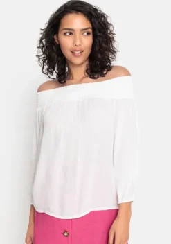 Blusen|LASCANA Carmenbluse Weis