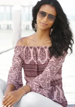 Blusen|LASCANA Carmenbluse Altrosa-Bedruckt
