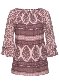 Blusen|LASCANA Carmenbluse Altrosa-Bedruckt