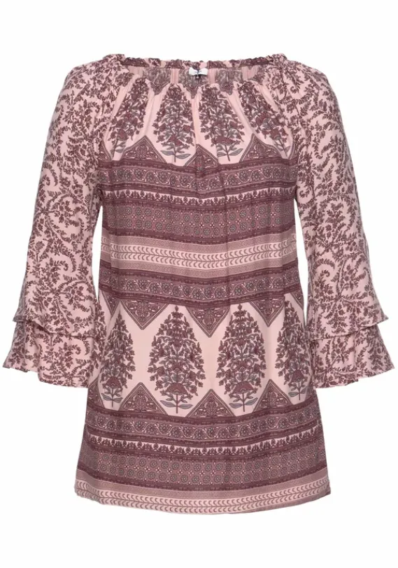 Blusen|LASCANA Carmenbluse Altrosa-Bedruckt