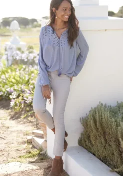 Blusen|LASCANA Crepebluse Smokey Blue