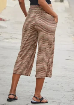 Lange Hosen|Buffalo Culotte Sand-Rostrot-Bedruckt