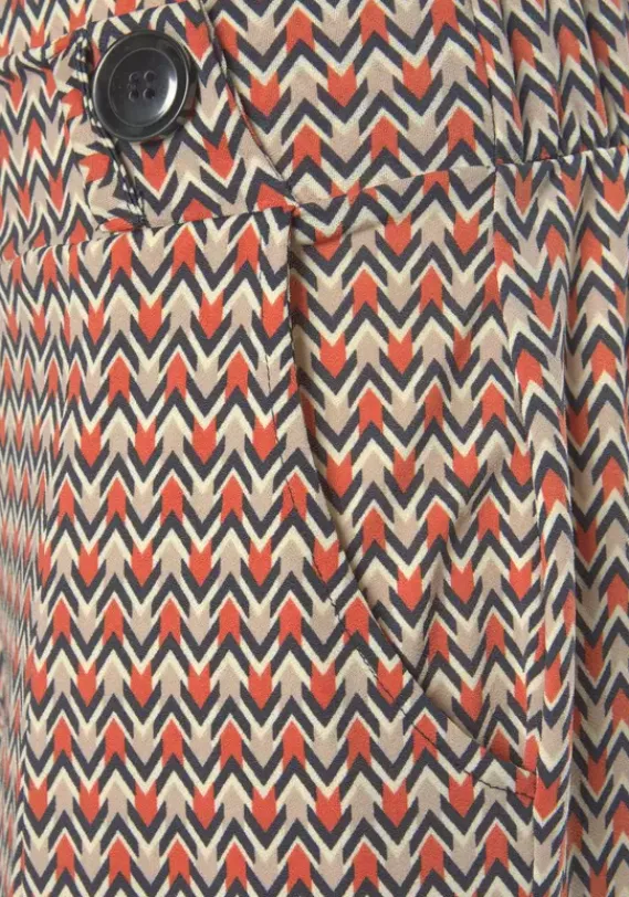 Lange Hosen|Buffalo Culotte Sand-Rostrot-Bedruckt