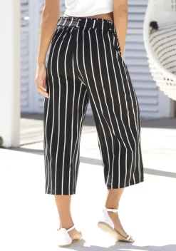 Lange Hosen|LASCANA Culotte Schwarz-Weis-Gestreift
