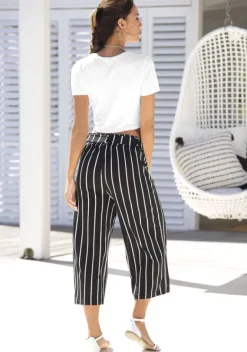 Lange Hosen|LASCANA Culotte Schwarz-Weis-Gestreift