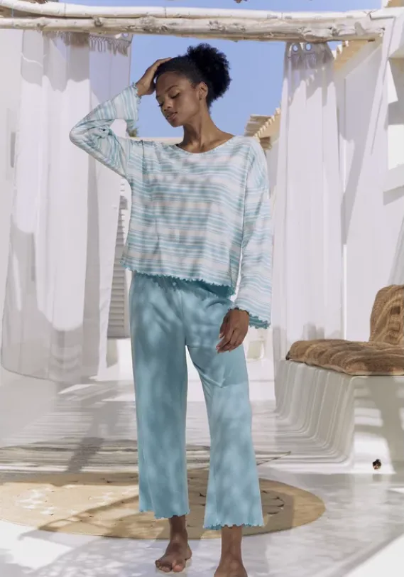 Lange Hosen|s.Oliver Culotte Turkis Meliert