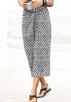 Lange Hosen|LASCANA Culotte Schwarz-Sand-Bedruckt