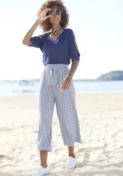 Lange Hosen|LASCANA Culotte Blau Bedruckt