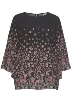 Blusen|LASCANA Druckbluse Schwarz-Bedruckt