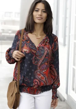 Strandmode|LASCANA Druckbluse Blau-Rot-Bedruckt