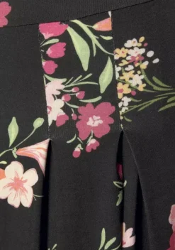 Kurze Kleider|Vivance Druckkleid Schwarz-Pink-Bedruckt