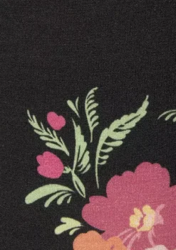 Kurze Kleider|Vivance Druckkleid Schwarz-Pink-Bedruckt