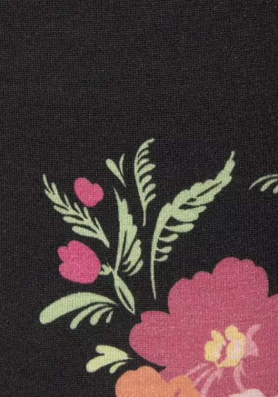 Kurze Kleider|Vivance Druckkleid Schwarz-Pink-Bedruckt