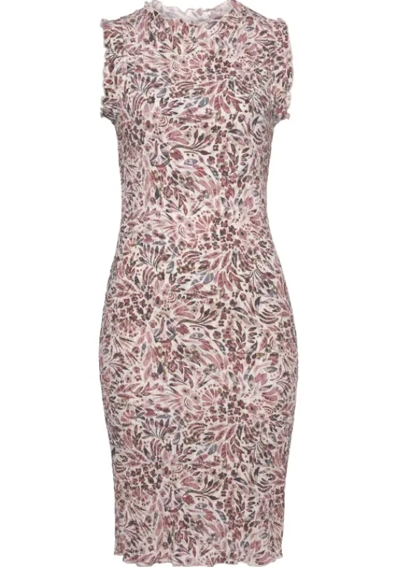 Kurze Kleider|Vivance Druckkleid Creme-Mauve Bedruckt