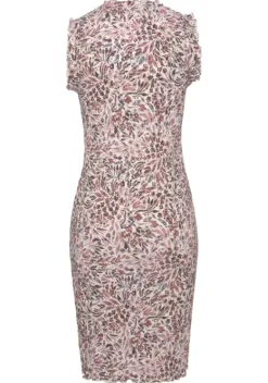 Kurze Kleider|Vivance Druckkleid Creme-Mauve Bedruckt