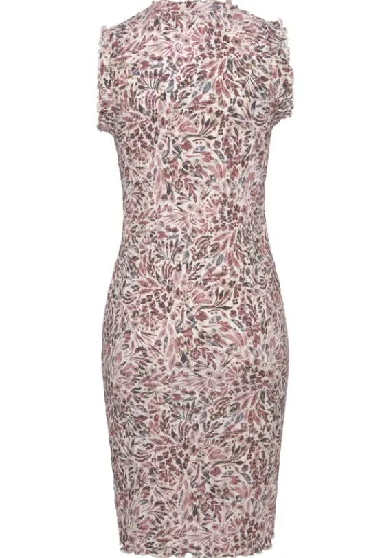 Kurze Kleider|Vivance Druckkleid Creme-Mauve Bedruckt