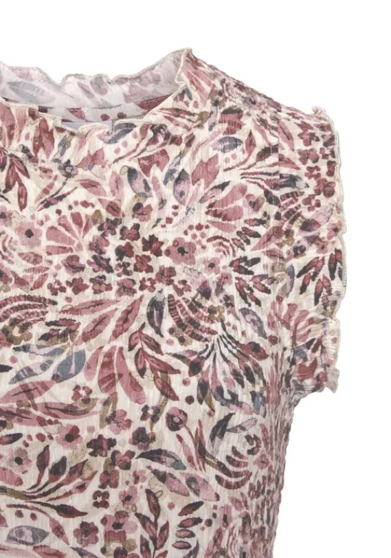 Kurze Kleider|Vivance Druckkleid Creme-Mauve Bedruckt