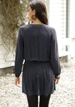 Strandkleider|LASCANA Druckkleid Anthrazit-Schwarz-Bedruckt